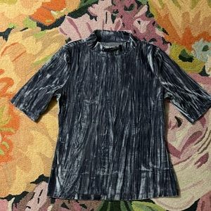 ANTHROPOLOGIE MOCK NECK CRUSHED VELVET ELBOW LENGTH BLOUSE